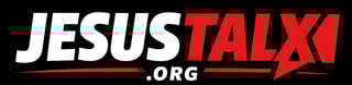 JesusTalk.org logo with white and red text on black background